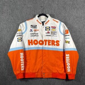 JH Design Chase Elliott Hooters Full-Snap Twill Uniform Jacket White/Orange XL